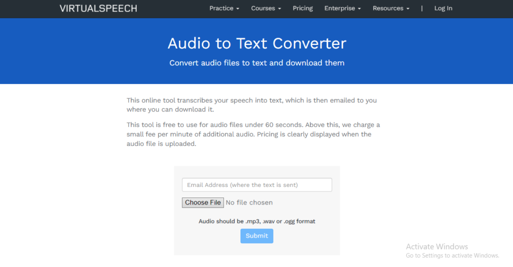 Virtualspeech - Audio to Text Converter