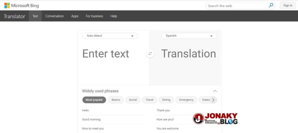 Bing translator - Traductor de ingles a español